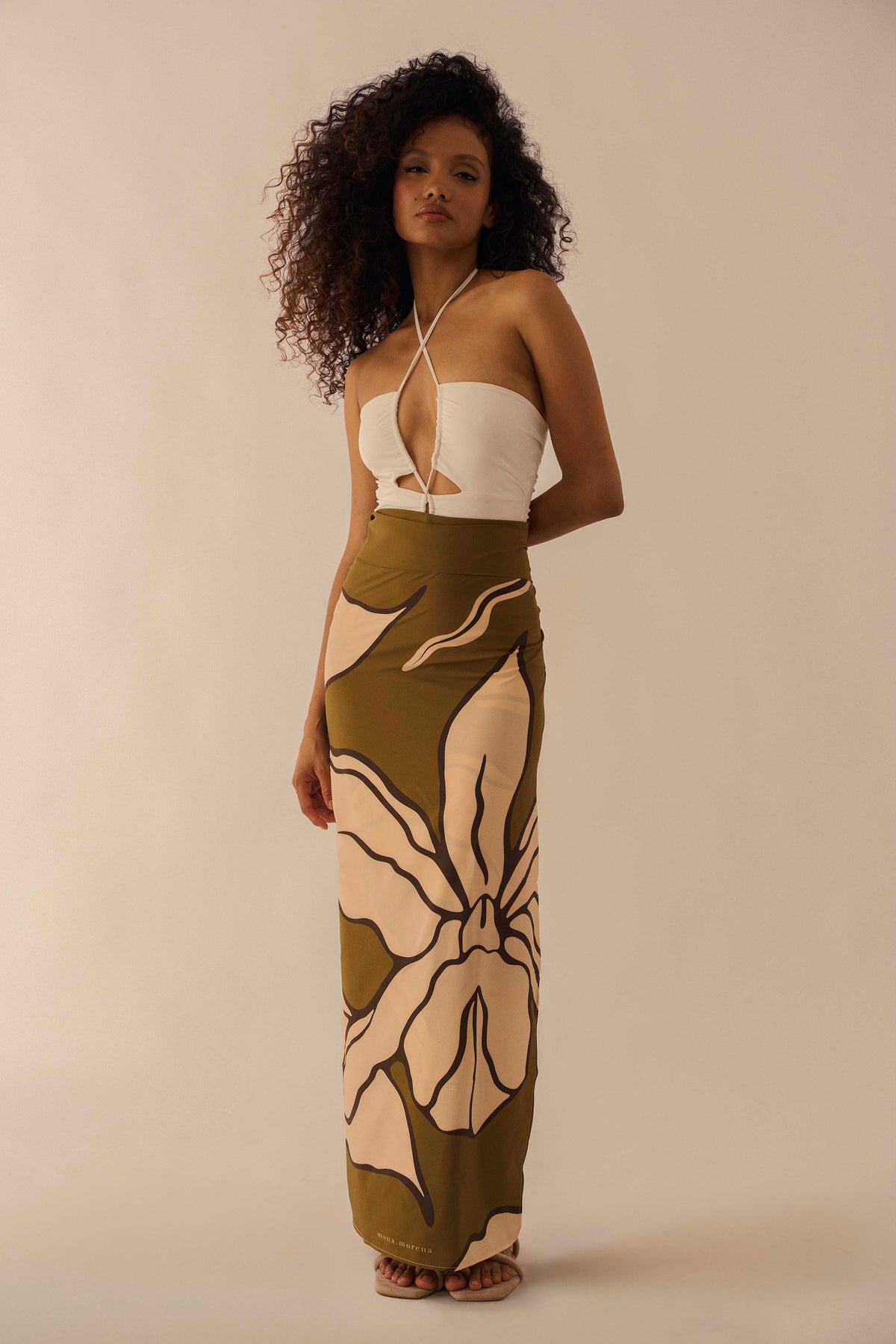 Sarong Orquídeas Verde Oliva