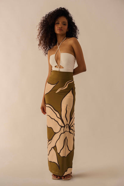 Sarong Orquídeas Verde Oliva