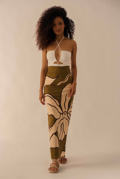 Sarong Orquídeas Verde Oliva