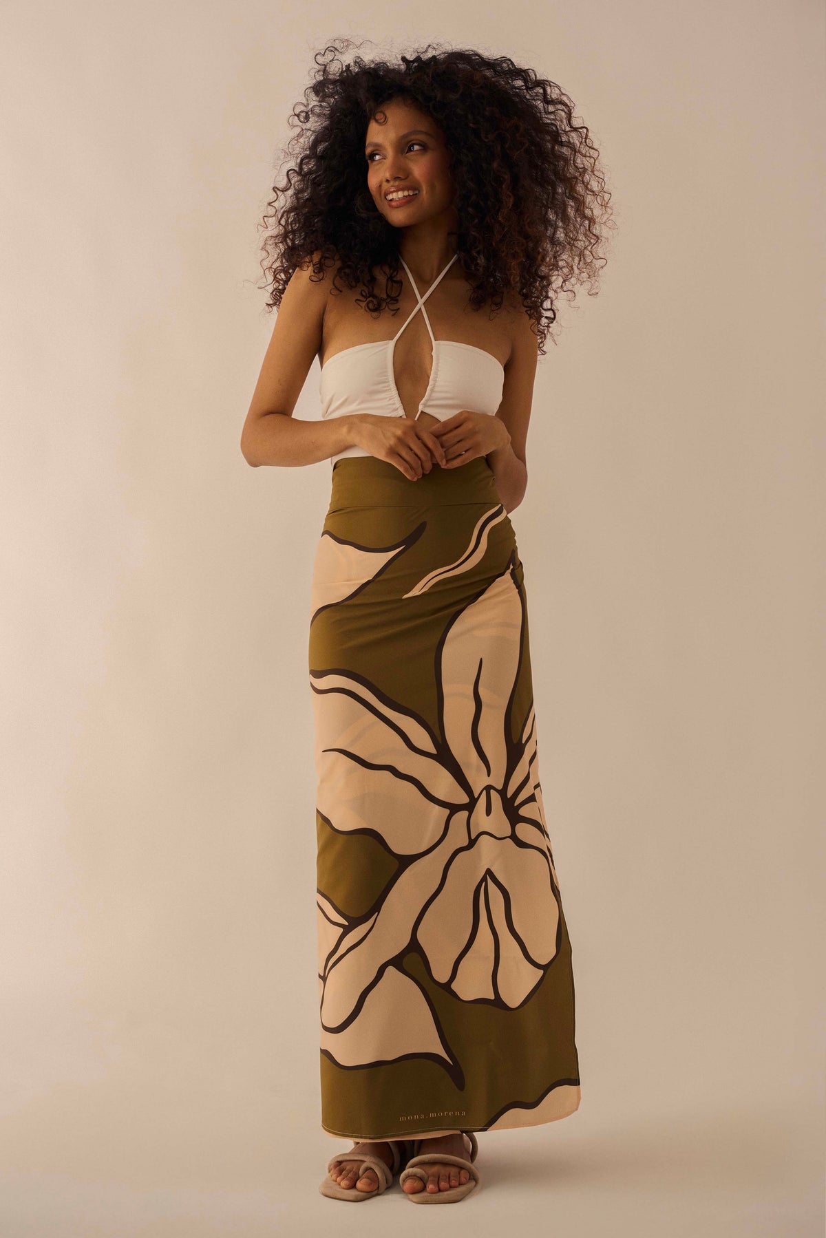 Sarong Orquídeas Verde Oliva