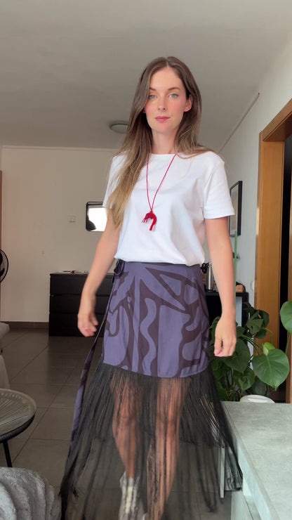 Falda Mini de Flecos - Navy